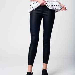 Q2 Black Leather-look Stretch Skinny Pants